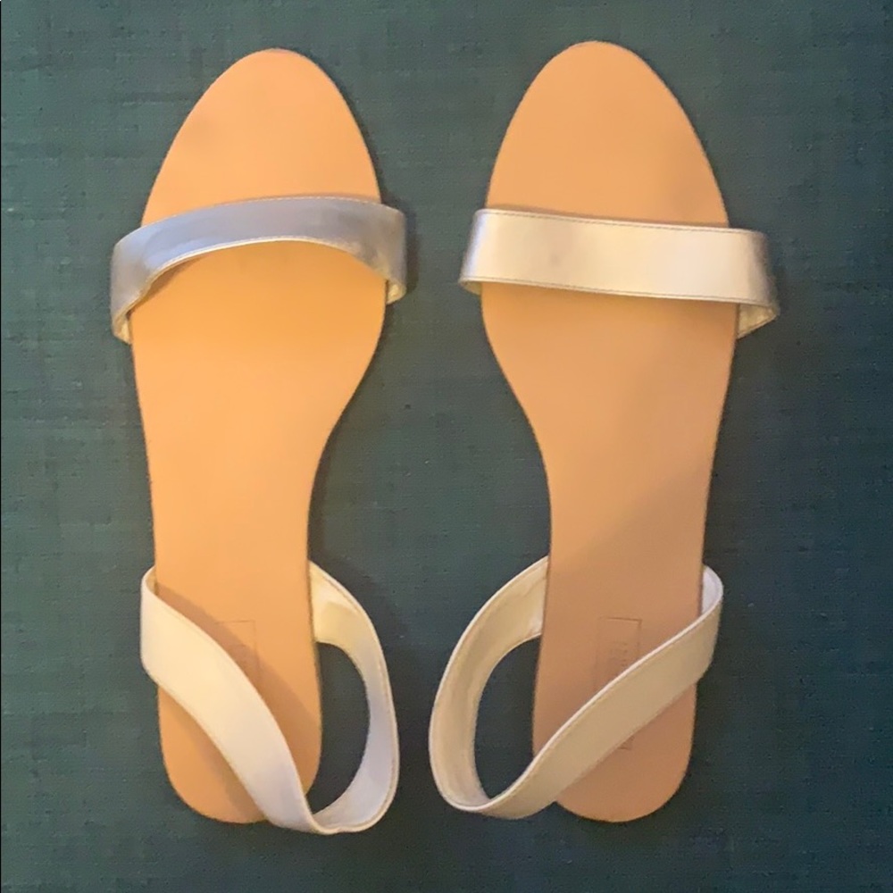 White & Silver Metallic Sandals